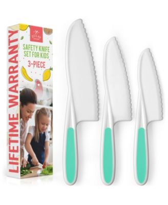 3-Piece Kids Knife Set for Real Cooking & Baking with Serrated Edges