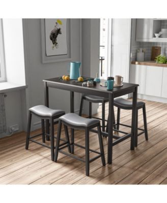 5-Piece Dining Set with 4 Upholstered Stools
