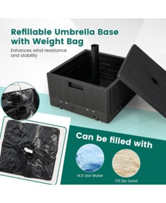 175 LBS Outdoor Fillable Umbrella Base with Table Tray