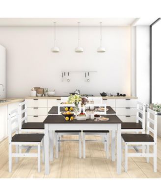 5 Pieces Solid Wood Compact Kitchen Dining Set-Walnut