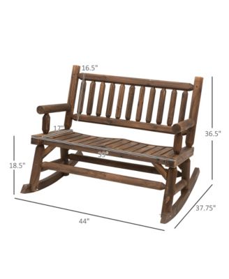 Walnut Log Rocking Loveseat for Outdoor Living