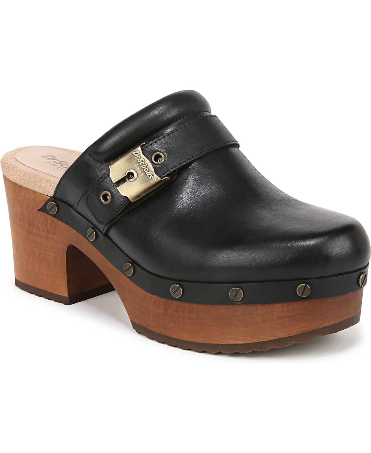 Женские сабо Dr. Scholl's Original Joy Platform, цвет: Чёрный кожаный — фото 1