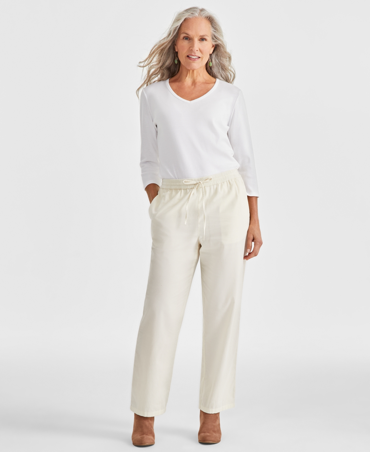 Style & Co Women's Cotton Corduroy Drawstring Pants, Created for Macy's