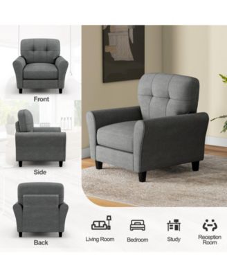 Modern Upholstered Accent Chair with Rubber Wood Legs