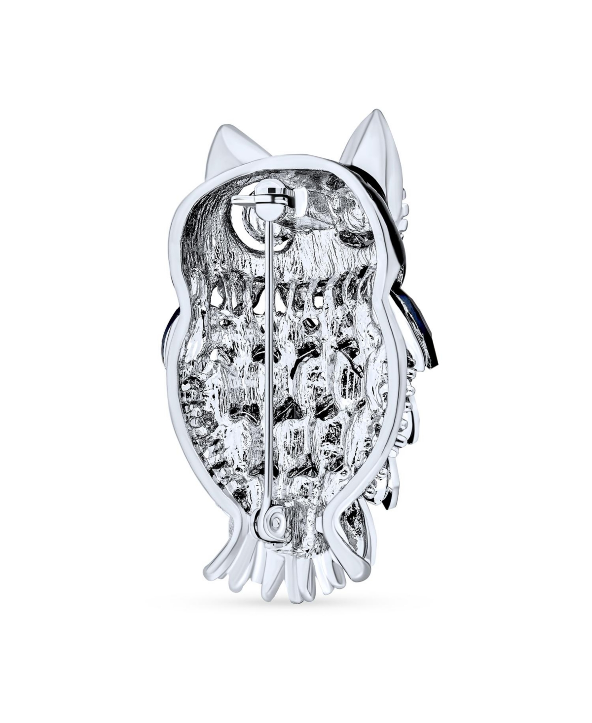 Bling Jewelry Lucky Large Fashion Statement Animal 3D NavyCrystal Enamel Bird Wise Owl Scarf Brooch Pin For Women - Blue
