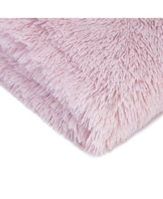 Premium Throw Blanket & Pillow Cover - Long Faux Fur Fuzzy Sherpa Throw (50" x 65”) & 2 Pillow Covers (18" x 18”) - 3-Piece Set, Pink