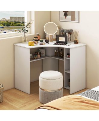 L-Shaped Computer Desk with Storage Shelves Adjustable Shelf for Home Office