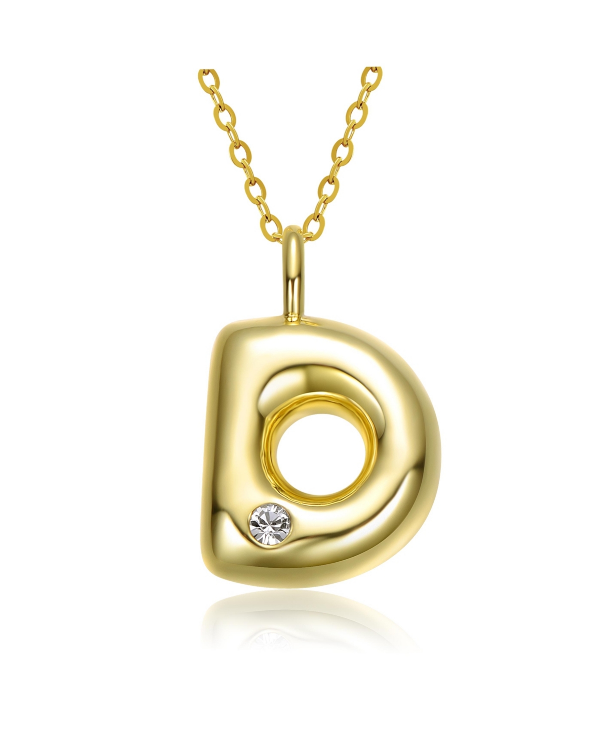 GiGiGirl 14k Gold Plated Cubic Zirconia Initial Pendant Bubble Letter Necklace - Gold 713
