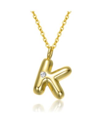 Kids 14k Gold Plated Cubic Zirconia Bubble Initial Necklace
