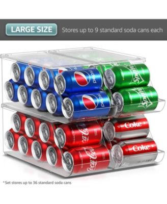 4-Pack Clear Plastic Soda Can Organizer with Lid - Holds 9 Cans Each