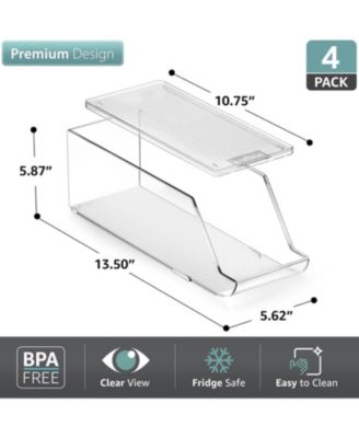 4-Pack Clear Plastic Soda Can Organizer with Lid - Holds 9 Cans Each