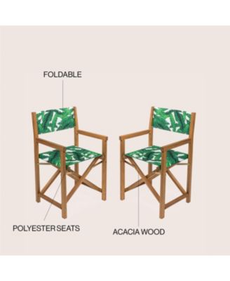Cukor Classic Vintage Outdoor Acacia Wood Folding Director Chair with Canvas Seat (Set of 2)