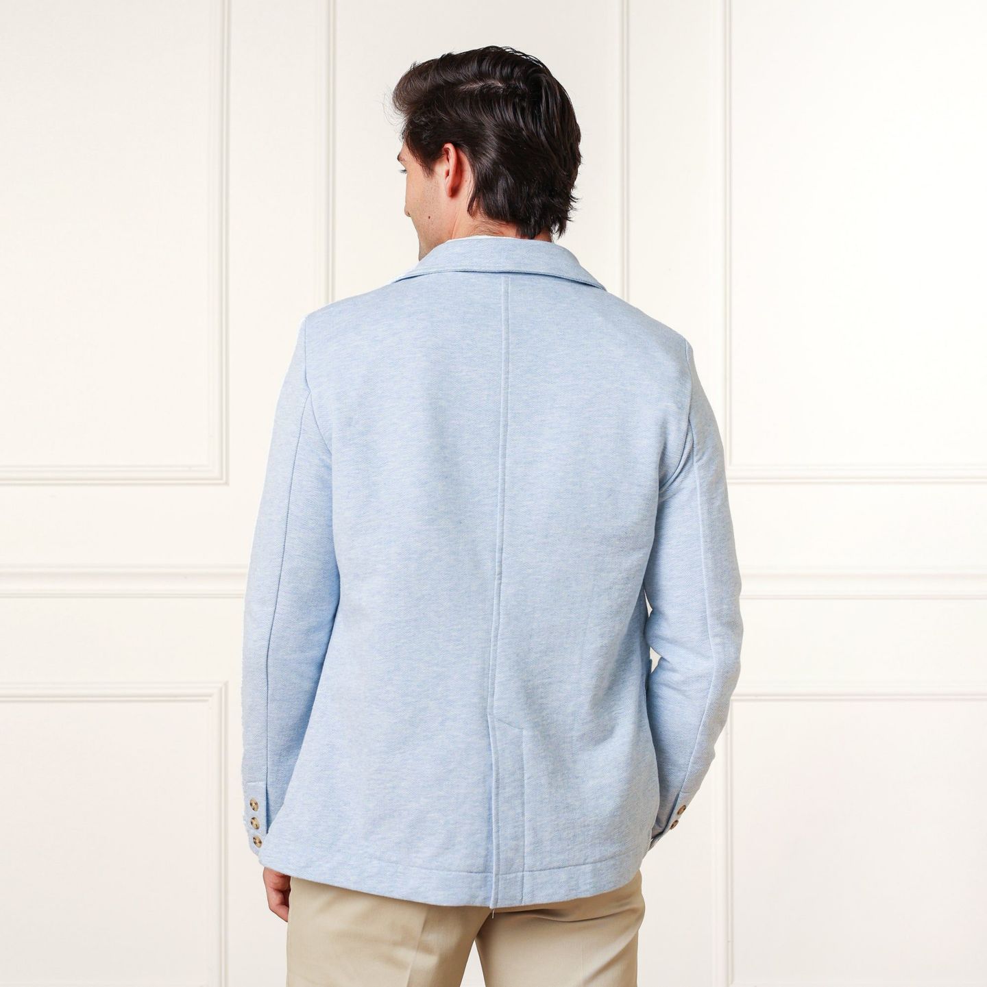 Мужской пиджак Hope & Henry French Terry Blazer, цвет: Светлый синий меланжевый — фото 7