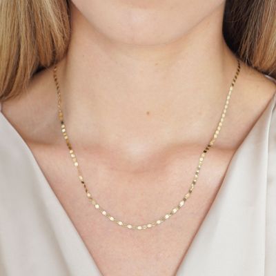 Disco Link Chain Necklace 14K Yellow Gold 18 inches
