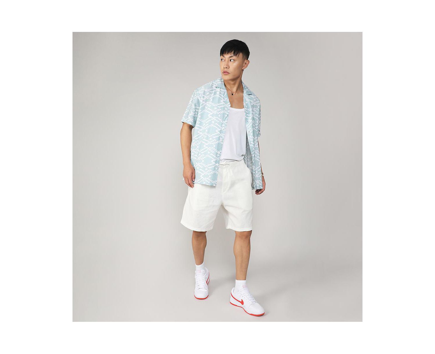 Men's Icy Blue Geometric Overlap Shirt