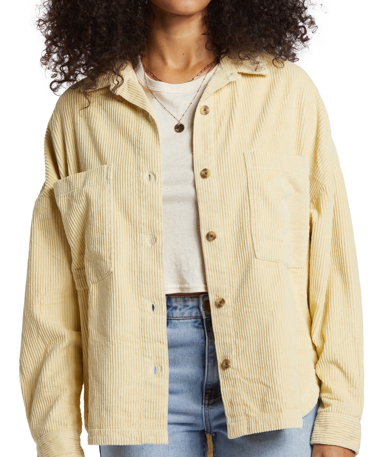 BILLABONG JUNIORS' STOKED ON YOU COTTON CORDUROY SHIRT JACKET