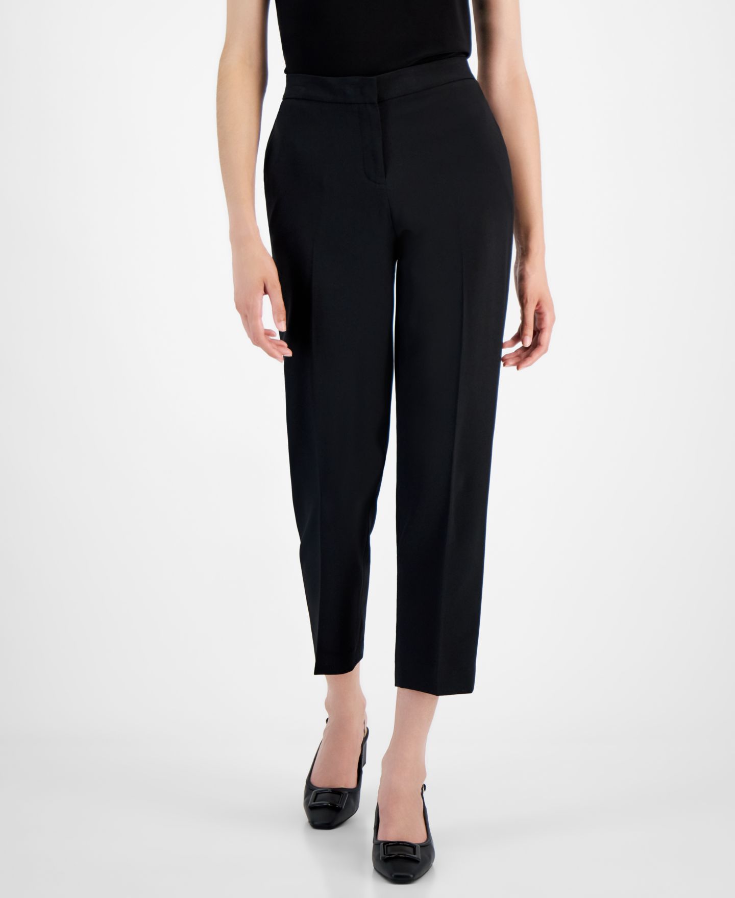 Женские брюки Kasper Lily Straight Ankle Pant, Petite, цвет: Чёрный — фото 3