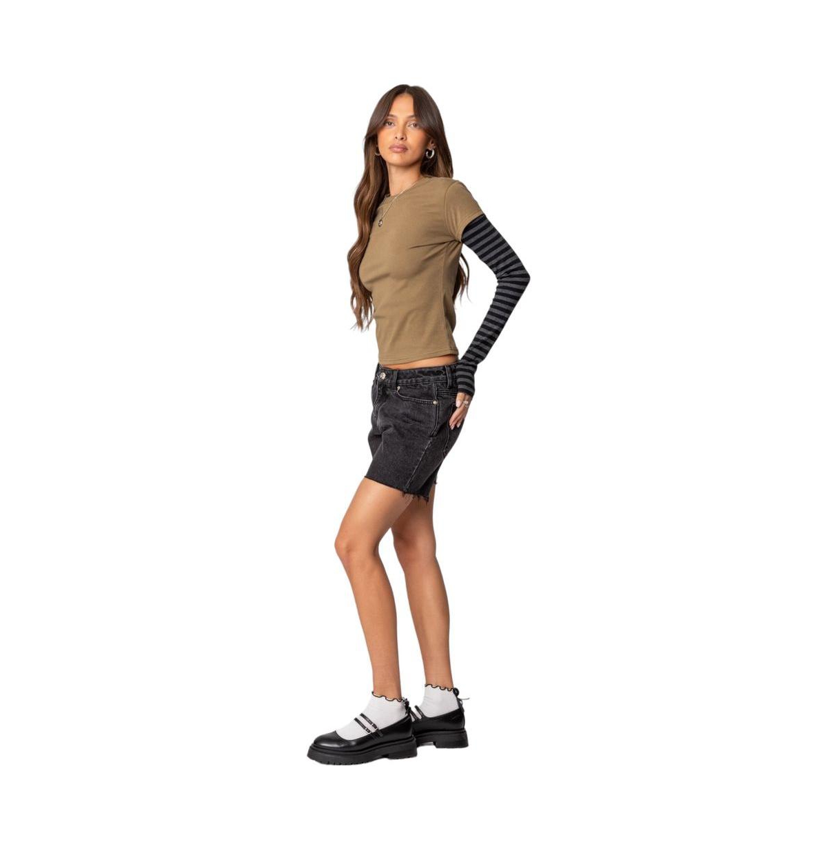 Edikted Women's Eliana Layered Long Sleeve T Shirt