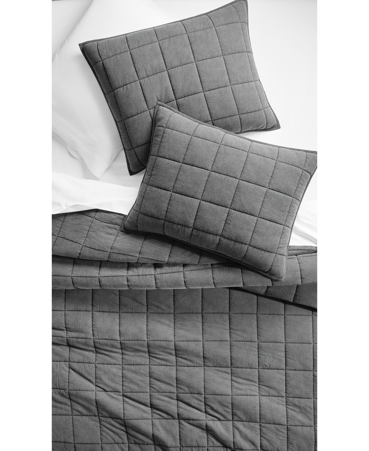 Oake Stonewashed Check Coverlet Set, King, Exclusively At Macy's In Charcoal