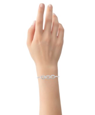 Diamond Oval Triple Link Bolo Bracelet (1/6 ct. t.w.) in Sterling Silver