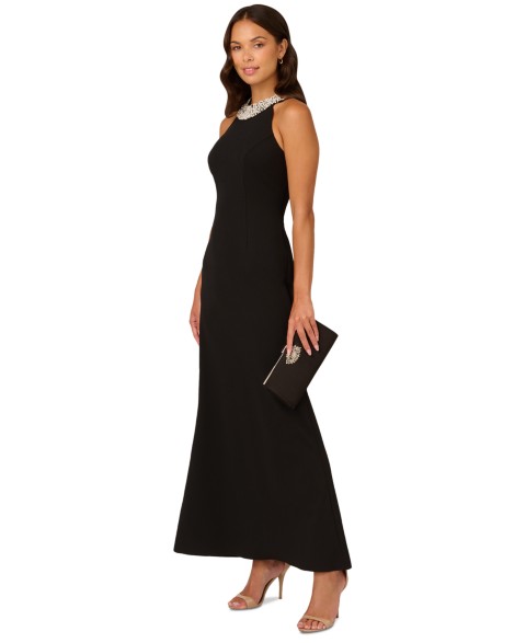 Женские платья Adrianna Papell Women's Embellished Halter-Neck Gown