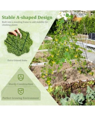 2-Piece Foldable A-Frame Trellis Plant Supports with Twist Ties