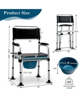4-in-1 Folding Bedside Commode Chair with Detachable Bucket and Towel Holder
