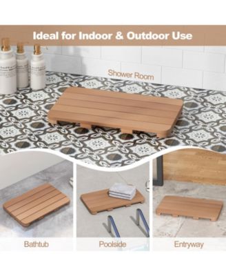 Waterproof HIPS Spa Shower Mat for Bathroom with Non Slip Foot Pads-Brown