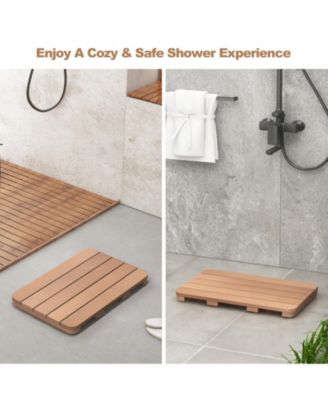Waterproof HIPS Spa Shower Mat for Bathroom with Non Slip Foot Pads-Brown