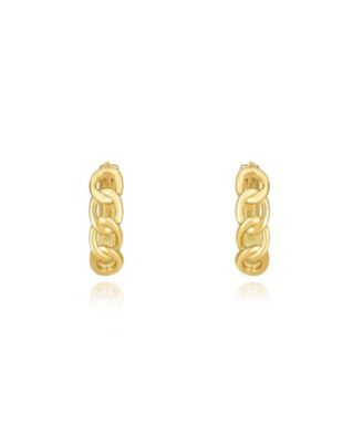 Curb Huggie Hoop Earrings 14K Gold
