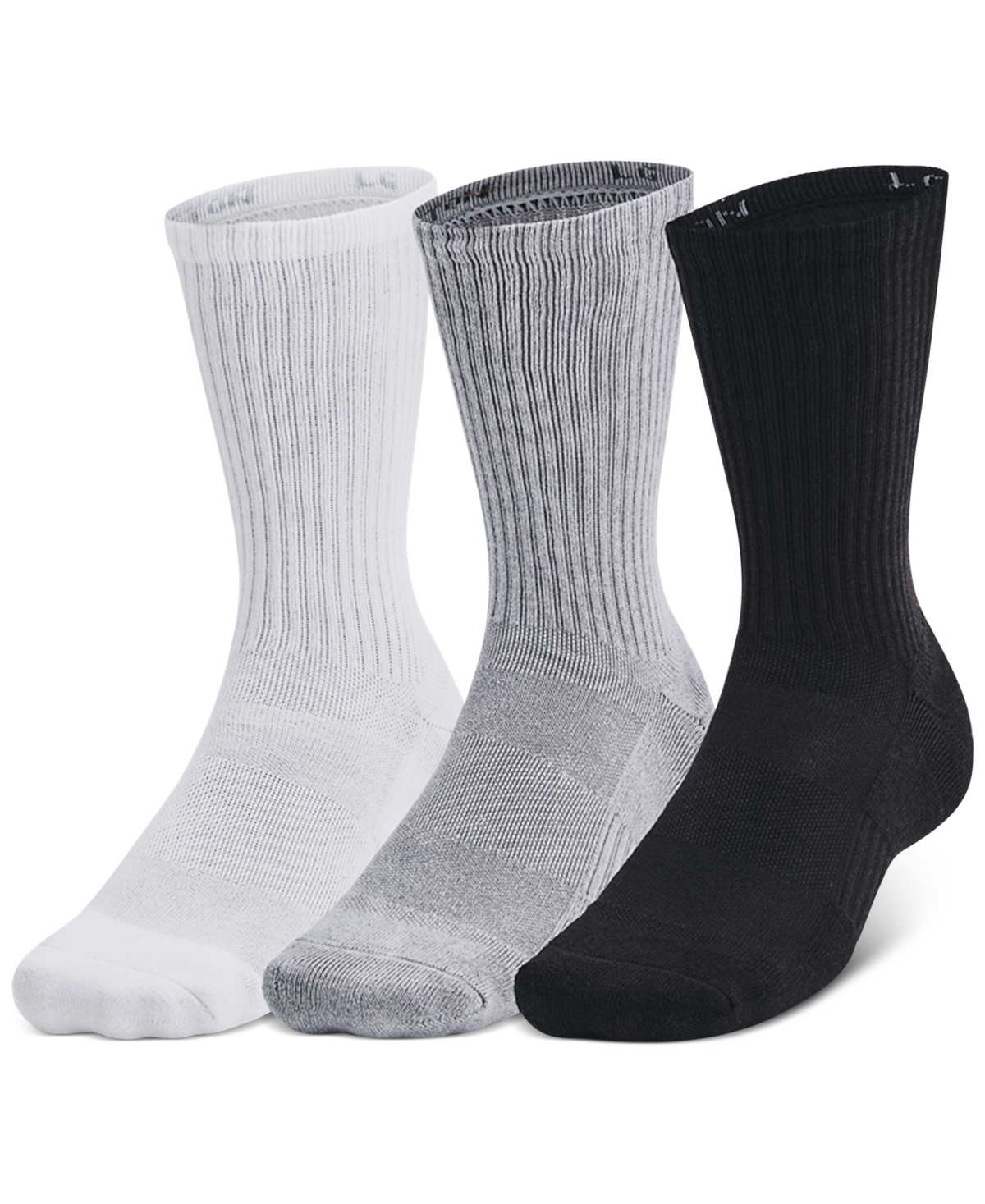 Men's Training Cotton 3-Pk. Moisture-Wicking Crew Socks - Steel