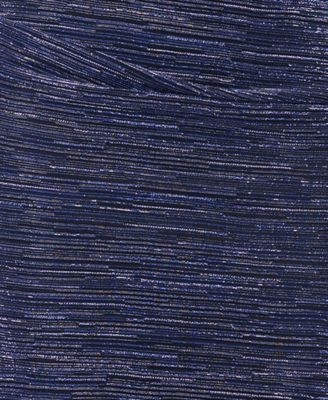 Betsy & Adam Petite Draped V-Neck Metallic Gown