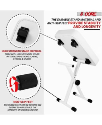 Keyboard Stand Adjustable z Style Piano Riser + Keyboard Piano Bench - WHITE