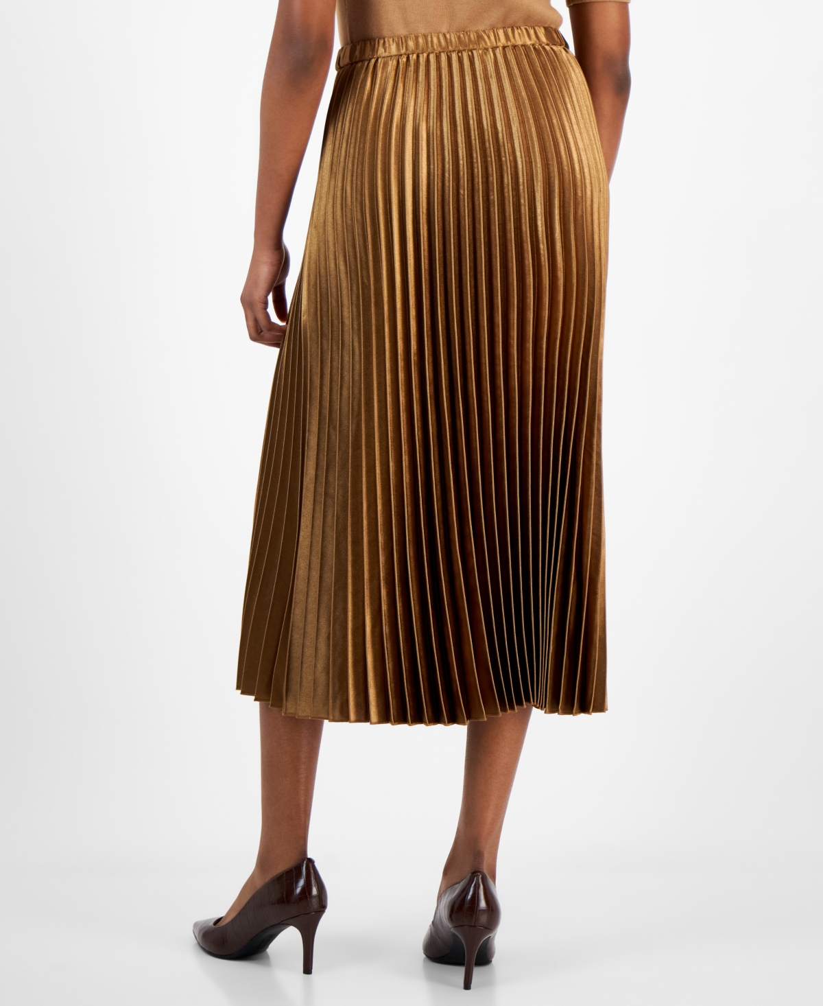 Anne Klein Women's Satin Pleated Pull-On Skirt