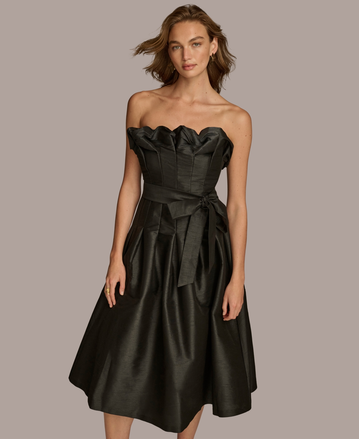 Donna Karan New York Women's Ruffle-Trim Tie-Waist Dress