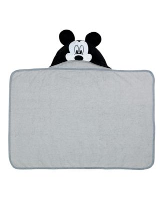 Baby Boys Disney Mickey Mouse Gray Cotton Hooded Bath Towel
