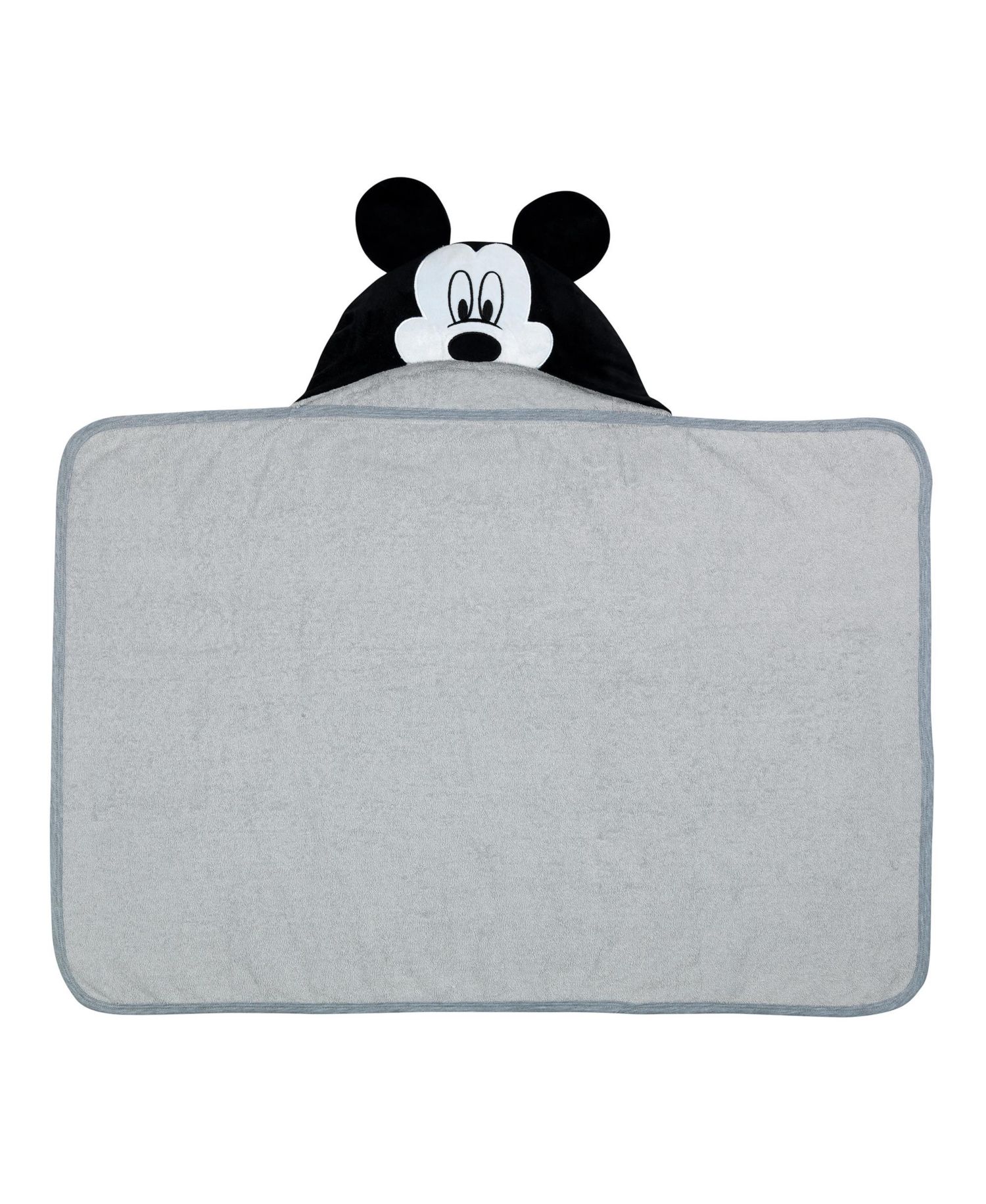Baby Boys Lambs and Ivy Disney Mickey Mouse Gray Cotton Hooded Bath Towel