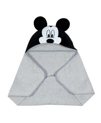 Baby Boys Disney Mickey Mouse Gray Cotton Hooded Bath Towel