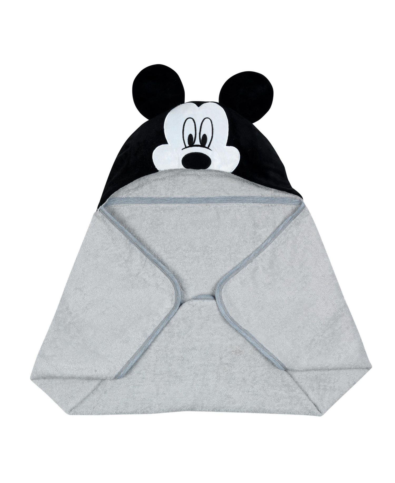 Baby Boys Lambs and Ivy Disney Mickey Mouse Gray Cotton Hooded Bath Towel