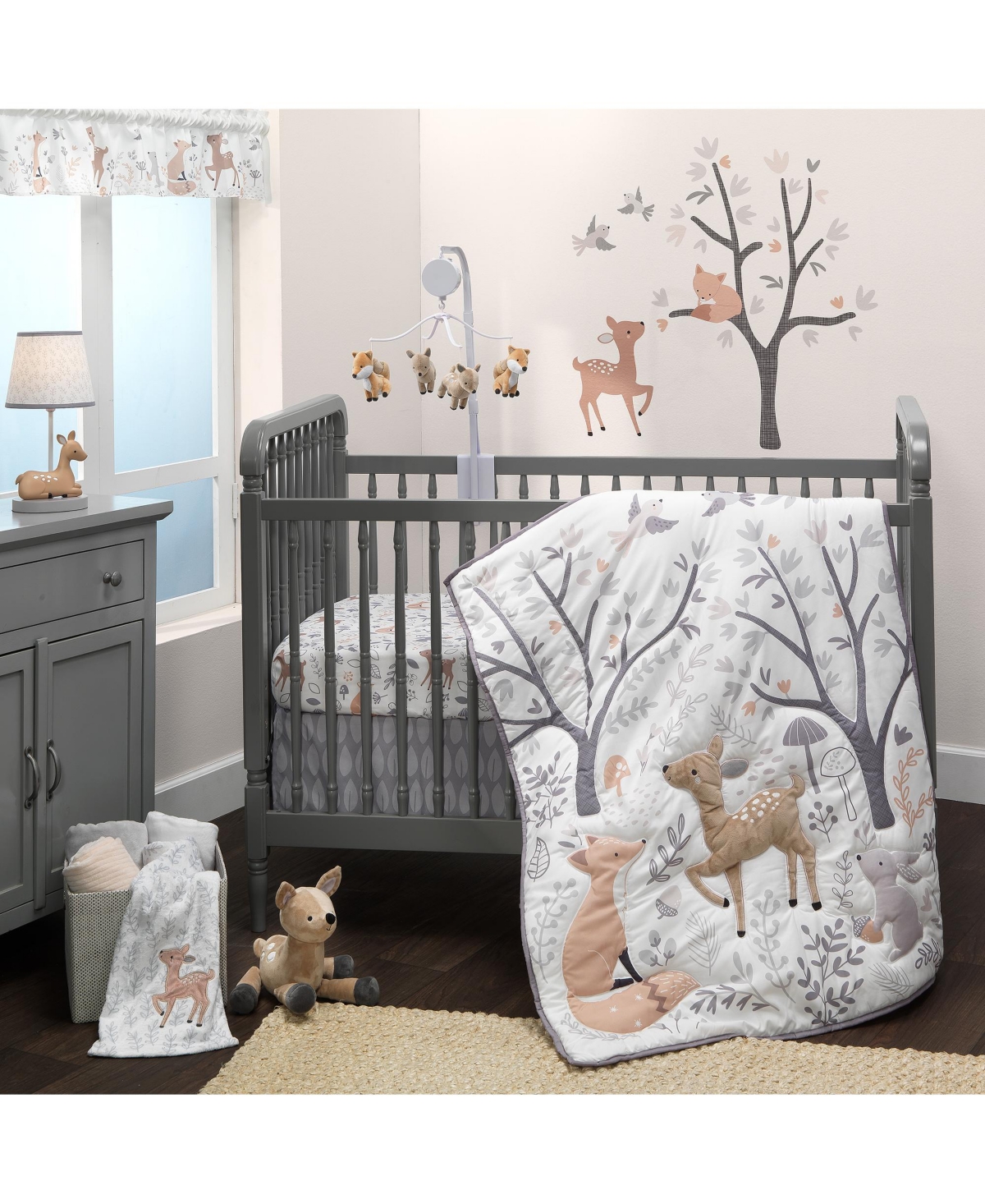 Bedtime Originals Deer Park WoodlandLamp with Gray/White Shade & Bulb - Taupe