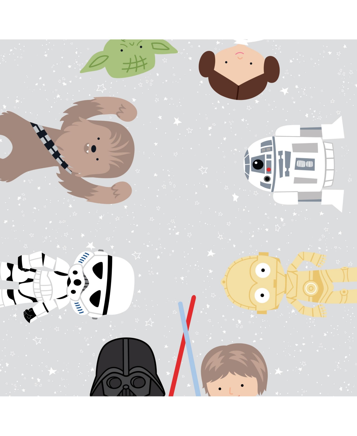 Lambs & Ivy Star Wars Galaxy Cotton Fitted Sheet - Yoda/Darth Vader/R2D2