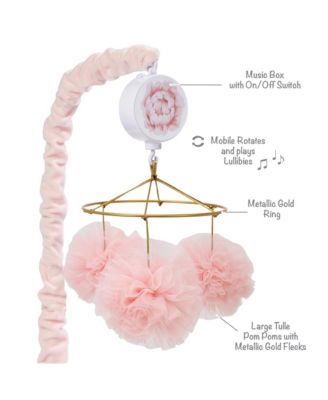 Secret Garden Pink Pom Pom Musical Baby Crib Mobile Soother Toy