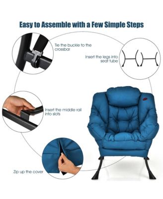 Modern Polyester Fabric Lazy Chair Single Sofa Chair w/Side Pocket