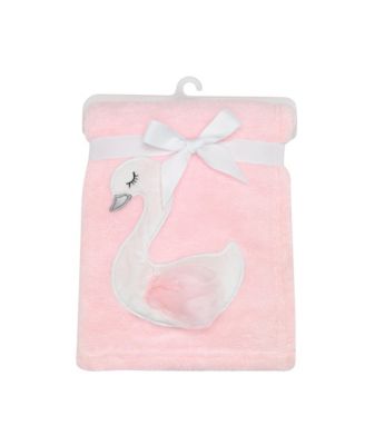 Blossom Pink/White Swan Coral Fleece Baby Blanket