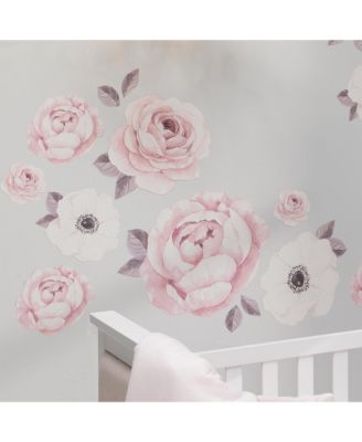 Floral Garden Watercolor/Pink Linen 5-Piece Baby Crib Bedding Set
