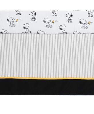 Classic Snoopy White/Black/Gray 3-Piece Baby Crib Bedding Set