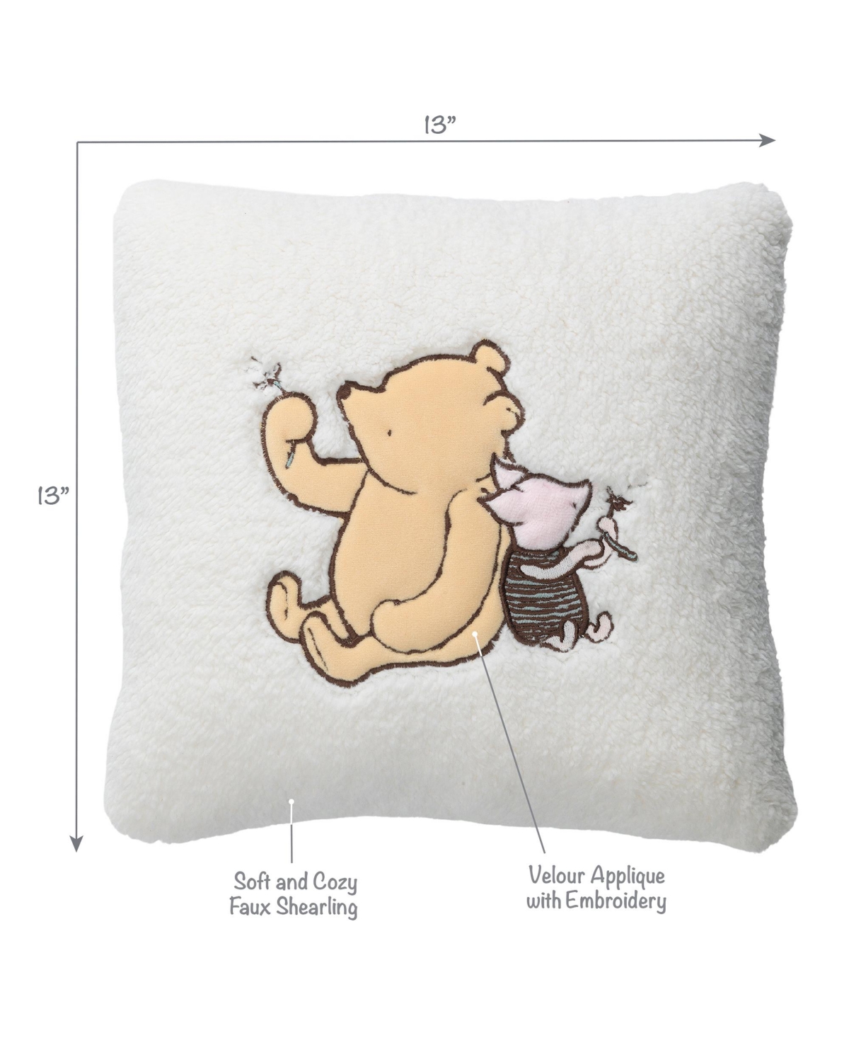 Lambs & Ivy Storytime Pooh Soft Faux Shearling Nursery Throw Pillow -- Cream