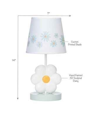 Sweet Daisy White Floral Nursery/Child Lamp with Shade & Bulb