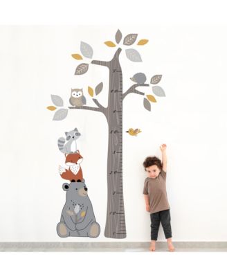35” X 62” Woodland Forest Tree with Animals Kids Growth Chart Wall Decals