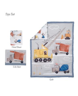 Construction Zone 3-Piece Trucks Nursery Baby Crib Bedding Set
